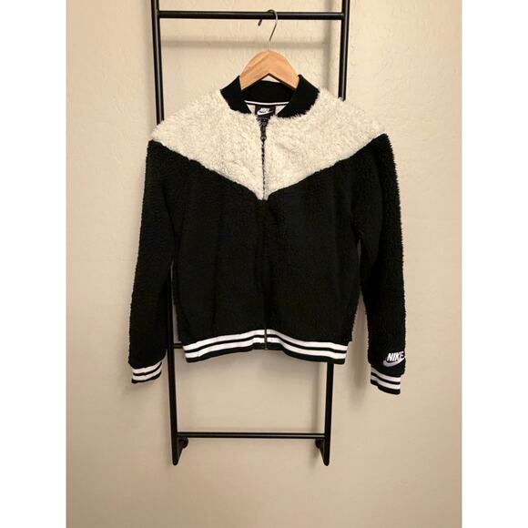 NIKE Womens Size Small Sherpa zip up bomber jacket-small - Picture 2 of 7